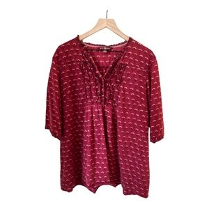 April Cornell Tunic, Indian Block Print Shirt Plum Red